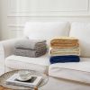 Gold Knitted Throw Blanket for Couch, Soft, Cozy Machine Washable 100% Cotton Sofa Blanket, Heavy 2.5lb Weight, Laundry Bag Included, Mustard Yellow