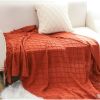 Red Diamond Pattern Knitted Throw Blanket with Tassels – Soft and Cozy Decorative Blanket