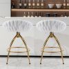 2pcs Teddy Velvet Gold-plated Iron Feet Bar Stool Weaving Style White With Swivel