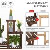 4 Tier Wood Plant Stand with Slatted Open Shelves, Brown