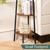 5-Tier Corner Bookshelf with Metal Frame Wood Ladder Shelves - Display Shelf Tall Bookcase, Plant Stand for Home Decor - Bedroom, Living Room, Office
