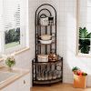 4 Tier Corner Bookshelf Modern Style Plant Stand with Metal Frame Space Saving Display Storage Rack for Living Room Bedroom Office Balcony Small Spac