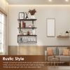 2 In 1 Floating Shelves Wall Mounted with Storage Basket Bathroom Shelves Over Toilet Wooden Shelves for Bedroom Living Room Kitchen Office Wall Deco