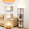 63" Floor Lamp with Shelves: Lamp for Living Room with 3 Adjustable Color Temperatures, Display Bookshelf for Home, Bedroom, Study - Black (Bulb Incl