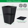 Tall Planters for Outdoor Plants Set of 2 - 18.3 Inch Black Plastic Planter Pots with Drainage Mesh Pads & Removable Shelf - Front Porch, Patio, Gard