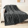 Fleece Throw Blanket for Couch,Super Soft and Warm Lightweight Checkered Pattern Blankets for All Seasons, 50x60 Inches, Dark Grey
