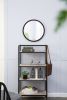20" x 20" Circle Wall Mirror with Wooden Frame and Walnut Finish,Wall Mirror for Living Room Dining Room