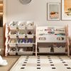 Kids Toy Storage Organizer, Toy Organizer with 2 Tier Bookshelf, Toy Storage with Shelf and 12 Toy Bins, Kids Bookshelf and Toy Storage for Playroom,