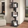 5 tier Rotating Bookshelf, Floor Rack Simple Bookcase with Acrylic plate Student Multi-Function Creative Bookshelf for Living Room with anti-toppling
