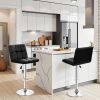 Bar Stools Set of 2, Adjustable PU Leather Swivel Barstools Back