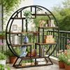 Round Bookshelf, 63 Inch Etagere Bookcase with Staggered Shelves