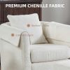 Swivel Accent Chair with Ottoman Set, Modern Chenille Barrel Armchair with Removable Back Pillow & 2 Armrest Covers for Living Room, Bedroom, Office,