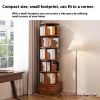 (UPGRADED) Rotating Bookshelf, 360 Display Corner Bookshelf for Small Space, 6 Tier Bookcase Storage Rack with Wheels, Wood Narrow Organizer for Bedr