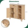 Natural Rattan Buffet Sideboard, Pull-Out Drawer & 3 Open Shelves, 3-Position Adjustable Cabinet Shelf