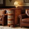 Wood End Table, 3-Drawer Side Table NightStand with 3 Rattan Drawers