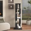 5 tier Rotating Bookshelf, Floor Rack Simple Bookcase with Acrylic plate Student Multi-Function Creative Bookshelf for Living Room with anti-toppling