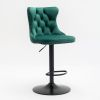 Swivel Velvet Barstools Adjusatble Seat Height from 25-33 Inch,17.7inch base, Modern Upholstered Bar Stools with Backs Comfortable Tufted for Home Pu