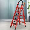 5 Step Ladder with Anti-Slip Pedals, Foldable Steel Step Stool with Tool Tray, 300LBS Capacity Portable Ladder for Home, Kitchen, Library, Office