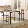 3-Piece Dining Set Industrial Counter Height Bar Table and Chairs Black