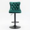 Swivel Velvet Barstools Adjusatble Seat Height from 25-33 Inch,17.7inch base, Modern Upholstered Bar Stools with Backs Comfortable Tufted for Home Pu
