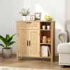 Natural Rattan Buffet Sideboard, Pull-Out Drawer & 3 Open Shelves, 3-Position Adjustable Cabinet Shelf