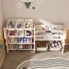 Kids Toy Storage Organizer, Toy Organizer with 2 Tier Bookshelf, Toy Storage with Shelf and 12 Toy Bins, Kids Bookshelf and Toy Storage for Playroom,