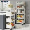 5 Tier Plastic Rolling Utility Cart for Office Living Room Kitchen Bedroom and Garage Movable Storage Rack with Simple Modern Design Multi Layer Shel