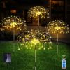 Outdoor Solar Garden Lights;  4 Pack 120 LED Copper Wire Waterproof Solar Garden Fireworks Lamp with Remote;  8 Modes Decorative Sparkles Stake Lands