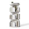 3/4/5 Tier Rotating Bookshelf, 360° Spinning Bookcase for Small Spaces, Vertical Corner Storage Organizer Display Rack for Bedroom Living Room, White
