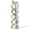 3/4/5 Tier Rotating Bookshelf, 360° Spinning Bookcase for Small Spaces, Vertical Corner Storage Organizer Display Rack for Bedroom Living Room, White