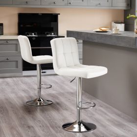 Bar Stools Set of 2, PU Leather Adjustable Swivel Barstools, Armless Hydraulic Kitchen Counter Bar Stool, Kitchen Island Chairs Set (Pack Size: 1 Pack)