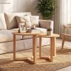 Round Nesting Coffee Table Set of 2 Wood Nesting End Tables with Thickened Top