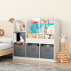 Kids Bookcase and Bookshelf, Multifunctional Bookcase with 3 Collapsible Fabric Drawers, Bookcase Display Stand, Toy Storage Organizer for Bedroom, P