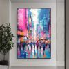 Hand Painted Oil Painting Abstract Cityscape Oil Painting on Canvas Original Urban Scenery Painting Modern Building Art Living room Wall Decor Cu