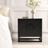 conifferism Modern Natural Night Stand 24" Wide with Solid Wood Doors, Bedroom Nightstand 24" Tall Bedside Tables